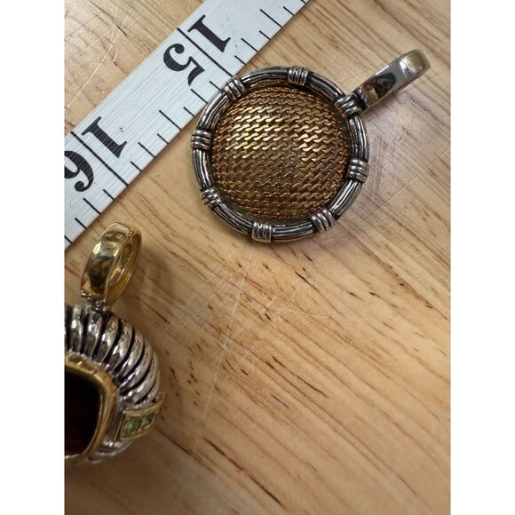 Lot Of 3 Vintage Two-Tone Enhancer Pendants, Retro, Y2K, Glam, Lux - Picture 8 of 11